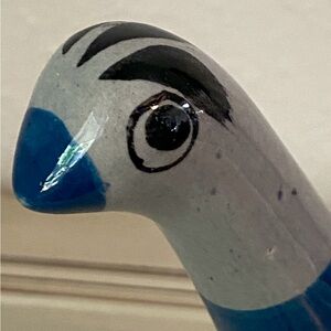 Tonala Mexican Pottery Folk Art Hand Painted Blue Bird Dove Signed Mexico Boho